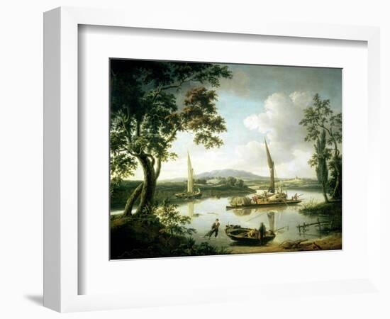 View of the Thames from Keen Edge Ferry, Shillingford - Looking Across to Dorchester-John Thomas Serres-Framed Giclee Print