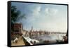 View of the Thames looking towards St Paul's Cathedral from the Gardens of Somerset House-William James-Framed Stretched Canvas