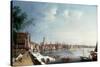 View of the Thames looking towards St Paul's Cathedral from the Gardens of Somerset House-William James-Stretched Canvas