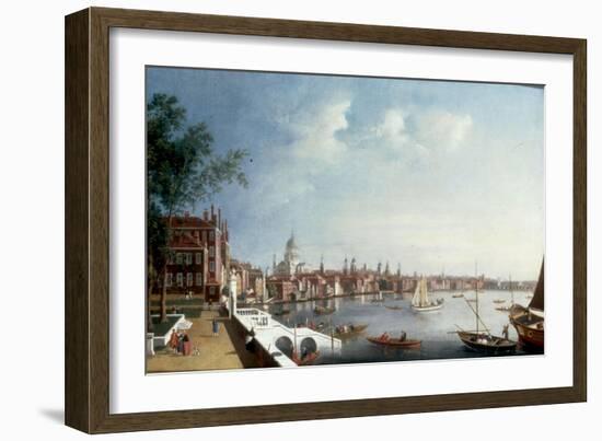 View of the Thames looking towards St Paul's Cathedral from the Gardens of Somerset House-William James-Framed Giclee Print