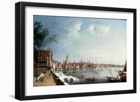 View of the Thames looking towards St Paul's Cathedral from the Gardens of Somerset House-William James-Framed Giclee Print