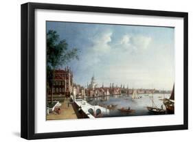 View of the Thames looking towards St Paul's Cathedral from the Gardens of Somerset House-William James-Framed Giclee Print