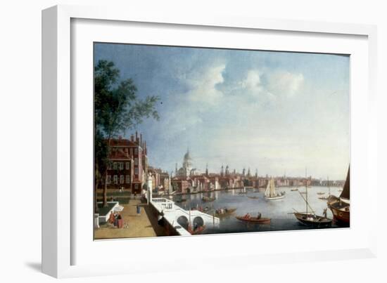 View of the Thames looking towards St Paul's Cathedral from the Gardens of Somerset House-William James-Framed Giclee Print