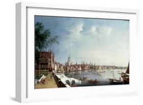 View of the Thames looking towards St Paul's Cathedral from the Gardens of Somerset House-William James-Framed Giclee Print