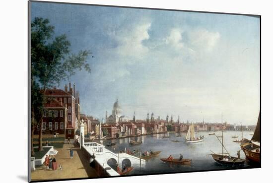 View of the Thames looking towards St Paul's Cathedral from the Gardens of Somerset House-William James-Mounted Giclee Print