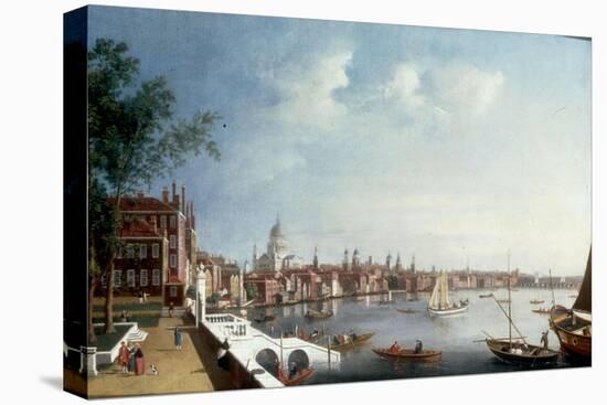 View of the Thames looking towards St Paul's Cathedral from the Gardens of Somerset House-William James-Stretched Canvas