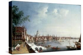View of the Thames looking towards St Paul's Cathedral from the Gardens of Somerset House-William James-Stretched Canvas