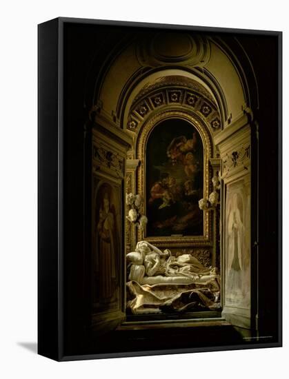 View of the The Altieri Chapel with the Death of the Blessed Ludovica Albertoni, 1675-Giovanni Lorenzo Bernini-Framed Stretched Canvas