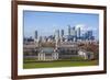 View of the The Old Royal Naval College and Canary Wharf, Taken from Greenwich Park, London-Charlie Harding-Framed Photographic Print