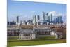 View of the The Old Royal Naval College and Canary Wharf, Taken from Greenwich Park, London-Charlie Harding-Mounted Photographic Print