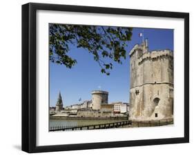 View of the Three Towers at the Entrance to Vieux Port, La Rochelle, Charente-Maritime-Peter Richardson-Framed Premium Photographic Print