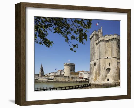 View of the Three Towers at the Entrance to Vieux Port, La Rochelle, Charente-Maritime-Peter Richardson-Framed Photographic Print