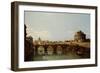 View of the Tiber in Rome with the Castel Sant'angelo, C.1743 (Oil on Canvas)-Bernardo Bellotto-Framed Giclee Print