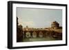 View of the Tiber in Rome with the Castel Sant'angelo, C.1743 (Oil on Canvas)-Bernardo Bellotto-Framed Giclee Print