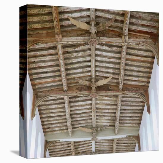 View of the tie-beam roof-English School-Stretched Canvas