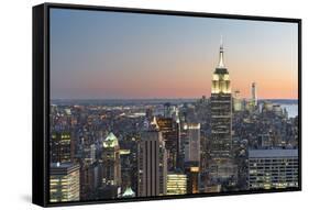 View of the Top of the Rock, Empire State Building, Rockefeller Centre, Manhattan, New York-Rainer Mirau-Framed Stretched Canvas