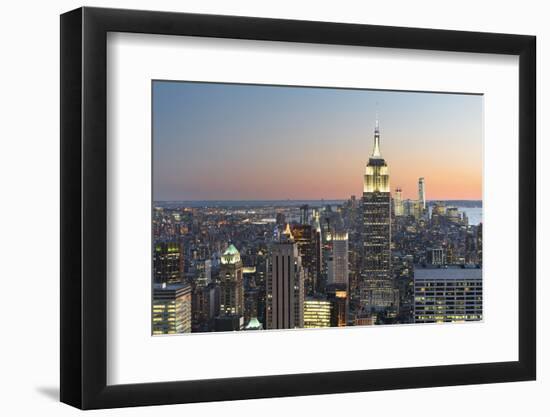 View of the Top of the Rock, Empire State Building, Rockefeller Centre, Manhattan, New York-Rainer Mirau-Framed Photographic Print