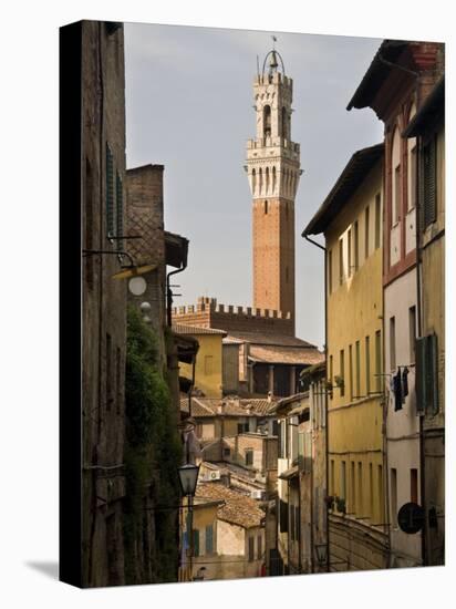 View of the Torre Del Mangia and Old Streets in Siena, Tuscany, Italy, Europe-John Woodworth-Stretched Canvas