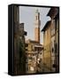 View of the Torre Del Mangia and Old Streets in Siena, Tuscany, Italy, Europe-John Woodworth-Framed Stretched Canvas