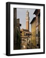 View of the Torre Del Mangia and Old Streets in Siena, Tuscany, Italy, Europe-John Woodworth-Framed Photographic Print