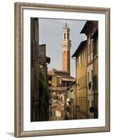 View of the Torre Del Mangia and Old Streets in Siena, Tuscany, Italy, Europe-John Woodworth-Framed Photographic Print