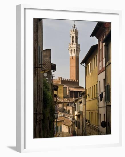 View of the Torre Del Mangia and Old Streets in Siena, Tuscany, Italy, Europe-John Woodworth-Framed Photographic Print