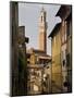 View of the Torre Del Mangia and Old Streets in Siena, Tuscany, Italy, Europe-John Woodworth-Mounted Photographic Print