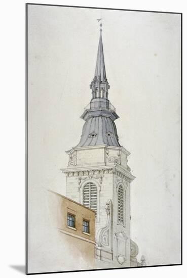 View of the Tower and Spire of St Martin Within Ludgate, City of London, 1840-null-Mounted Giclee Print