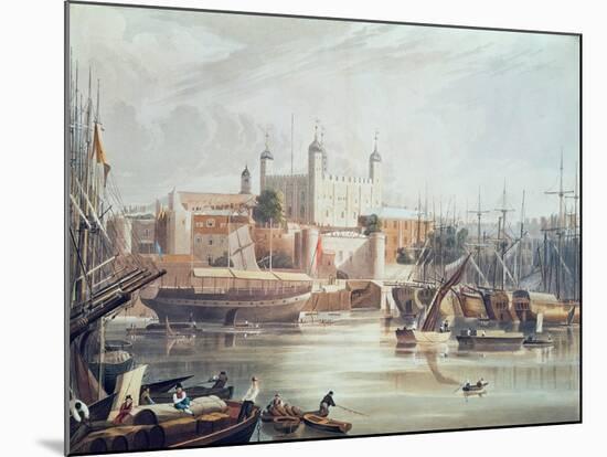 View of the Tower of London, Engraved by Daniel Havell-John Gendall-Mounted Giclee Print