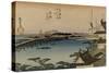 View of the Toyo River, Where a Long Bridge Stretches-Utagawa Hiroshige-Stretched Canvas