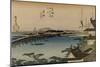 View of the Toyo River, Where a Long Bridge Stretches-Utagawa Hiroshige-Mounted Art Print