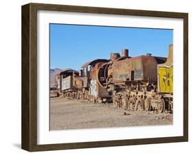 View of the train cemetery, Uyuni, Antonio Quijarro Province, Potosi Department, Bolivia, South Ame-Karol Kozlowski-Framed Photographic Print