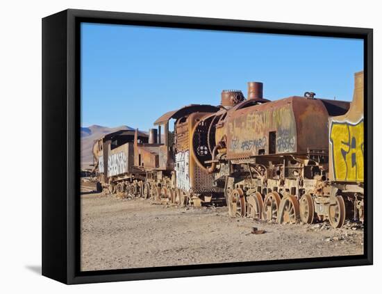 View of the train cemetery, Uyuni, Antonio Quijarro Province, Potosi Department, Bolivia, South Ame-Karol Kozlowski-Framed Stretched Canvas