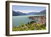 View of the typical village of Gravedona surrounded by Lake Como and gardens, Italian Lakes, Italy-Roberto Moiola-Framed Photographic Print