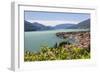 View of the typical village of Gravedona surrounded by Lake Como and gardens, Italian Lakes, Italy-Roberto Moiola-Framed Photographic Print