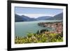 View of the typical village of Gravedona surrounded by Lake Como and gardens, Italian Lakes, Italy-Roberto Moiola-Framed Photographic Print