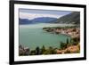 View of the typical village of Gravedona surrounded by Lake Como and gardens, Italian Lakes, Italy-Roberto Moiola-Framed Photographic Print