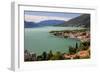 View of the typical village of Gravedona surrounded by Lake Como and gardens, Italian Lakes, Italy-Roberto Moiola-Framed Photographic Print