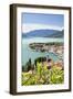 View of the typical village of Gravedona surrounded by Lake Como and gardens, Italian Lakes, Italy-Roberto Moiola-Framed Photographic Print