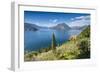 View of the typical village of Varenna and Lake Como surrounded by mountains, Italian Lakes, Italy-Roberto Moiola-Framed Photographic Print