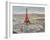 View of the Universal Exhibition with the Eiffel Tower, 1889-null-Framed Giclee Print