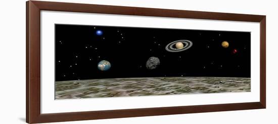 View of the Universe and Planets as Seen from a Distant Moon-null-Framed Art Print