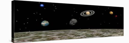 View of the Universe and Planets as Seen from a Distant Moon-null-Stretched Canvas