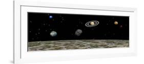 View of the Universe and Planets as Seen from a Distant Moon-null-Framed Premium Giclee Print