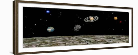 View of the Universe and Planets as Seen from a Distant Moon-null-Framed Premium Giclee Print