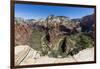 View of the valley floor from Angel's Landing Trail in Zion National Park, Utah, United States of A-Michael Nolan-Framed Photographic Print