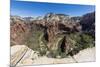 View of the valley floor from Angel's Landing Trail in Zion National Park, Utah, United States of A-Michael Nolan-Mounted Photographic Print