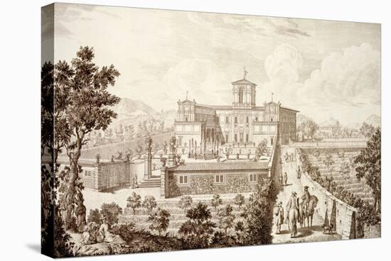 View of the Villa Di Montughi, from 'Views of Tuscany' by Giuseppe Bouchard, Published 1744-57-Giuseppe Zocchi-Stretched Canvas