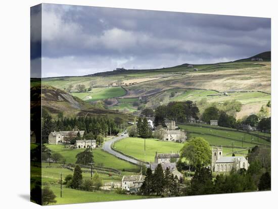 View of the Village of Langthwaite in Arkengarthdale, Yorkshire, England, United Kingdom-John Woodworth-Stretched Canvas