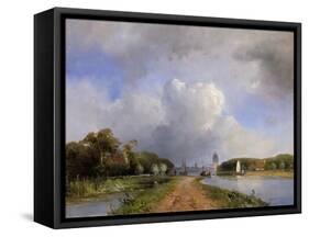 View of the Vliet Near Delft, 1844-Johan-Barthold Jongkind-Framed Stretched Canvas